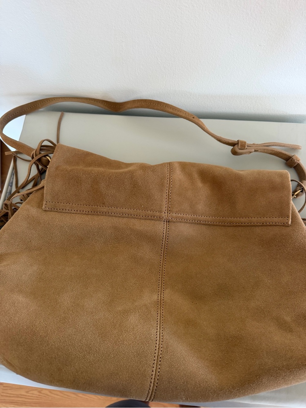 Zara Tan Suede Fringe Shoulder Bag - Picture 5 of 6